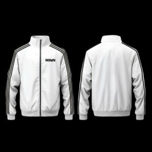 Λευκή αθλητική ζακέτα τύπου Adidas με λογότυπο INSMN.